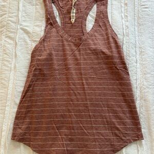 Pink & White Striped Lululemon Racer Back Tank Top Size 2